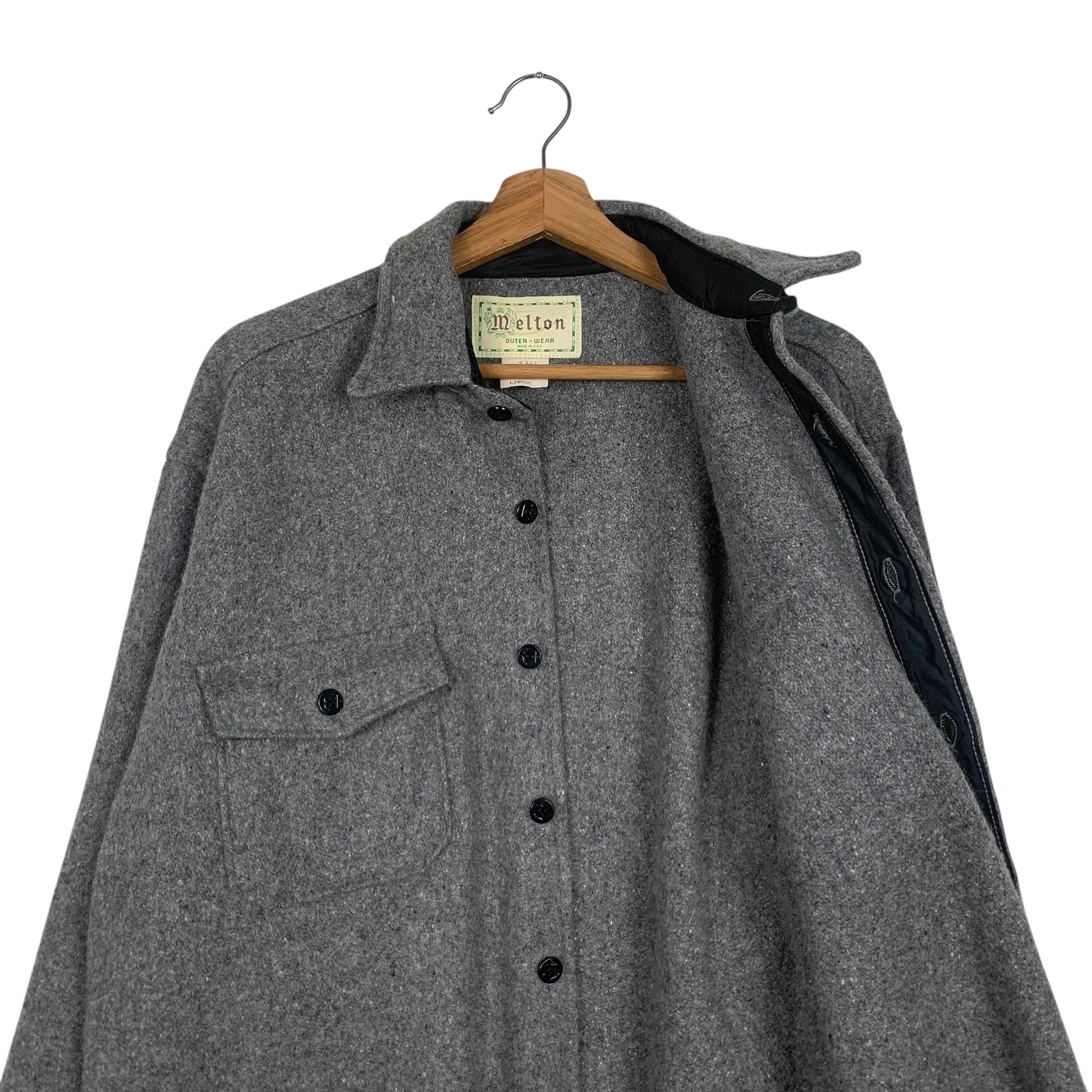 Vintage MELTON Made in Usa Outerwear Wool Gray Flannel Men