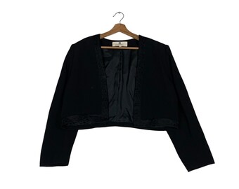 Vintage GIVENCHY Hi Formal Buttonless Cardigan Women's Size 18 Luxury Casual Outfits Cropped Jacket #1402-C63
