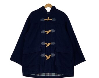 Vintage POSH BOY Checked Lined Wool Hooded Duffle Coat Men's Vintage POSH BOY Checked Lined Wool Hooded Duffle Coat Men's
