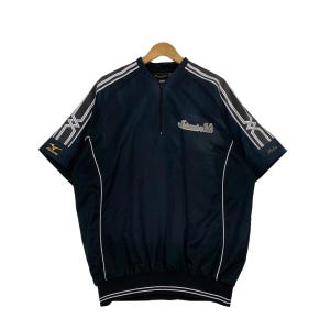 Vintage MIZUNO Baseball Short Sleeve Black Jersey Men&#39;s Size L Japan Matsumoto Nishi Stadium Jumper Jersey #1152-C53