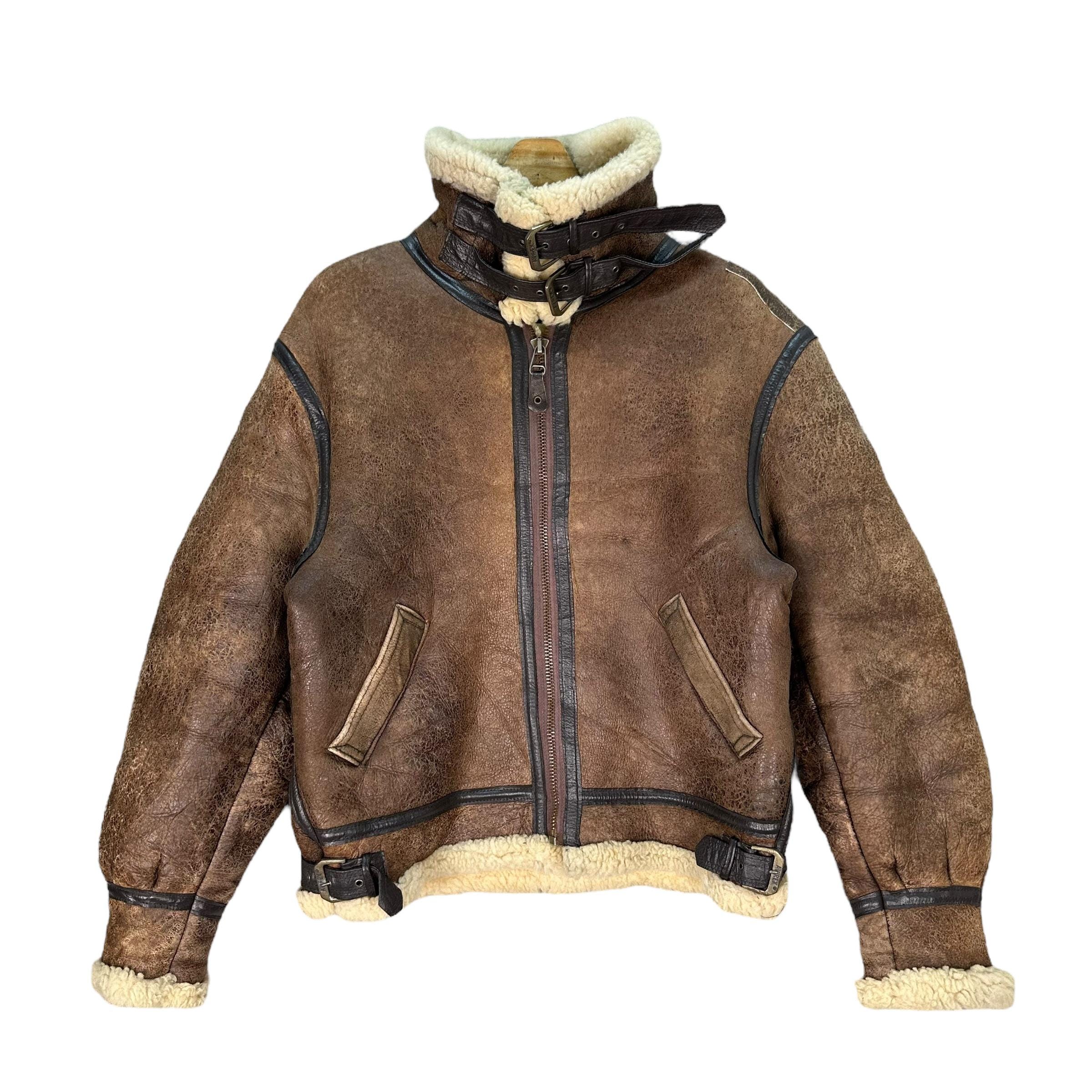 AVIREX　TYPE　B-3 AVIREX Type B-3 Leather Flight Mouton Bomber Jacket brown