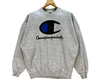 PRODUITS CHAMPION vintage des années 90 sweat-shirt ras du cou avec grand logo taille L pull pull #A5-0109
