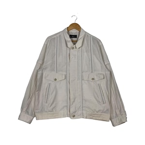 Giacca bianca vintage GIANNI VALENTINO da uomo taglia L, marchio giapponese, abbigliamento casual, giacca da lavoratore, moda firmata #1173-C54