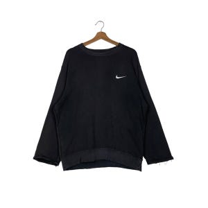 Vintage 90&#39;s Trashed NIKE Silver Tag Small Swoosh Logo Pullover Sweater Men&#39;s Size L #1535-C69