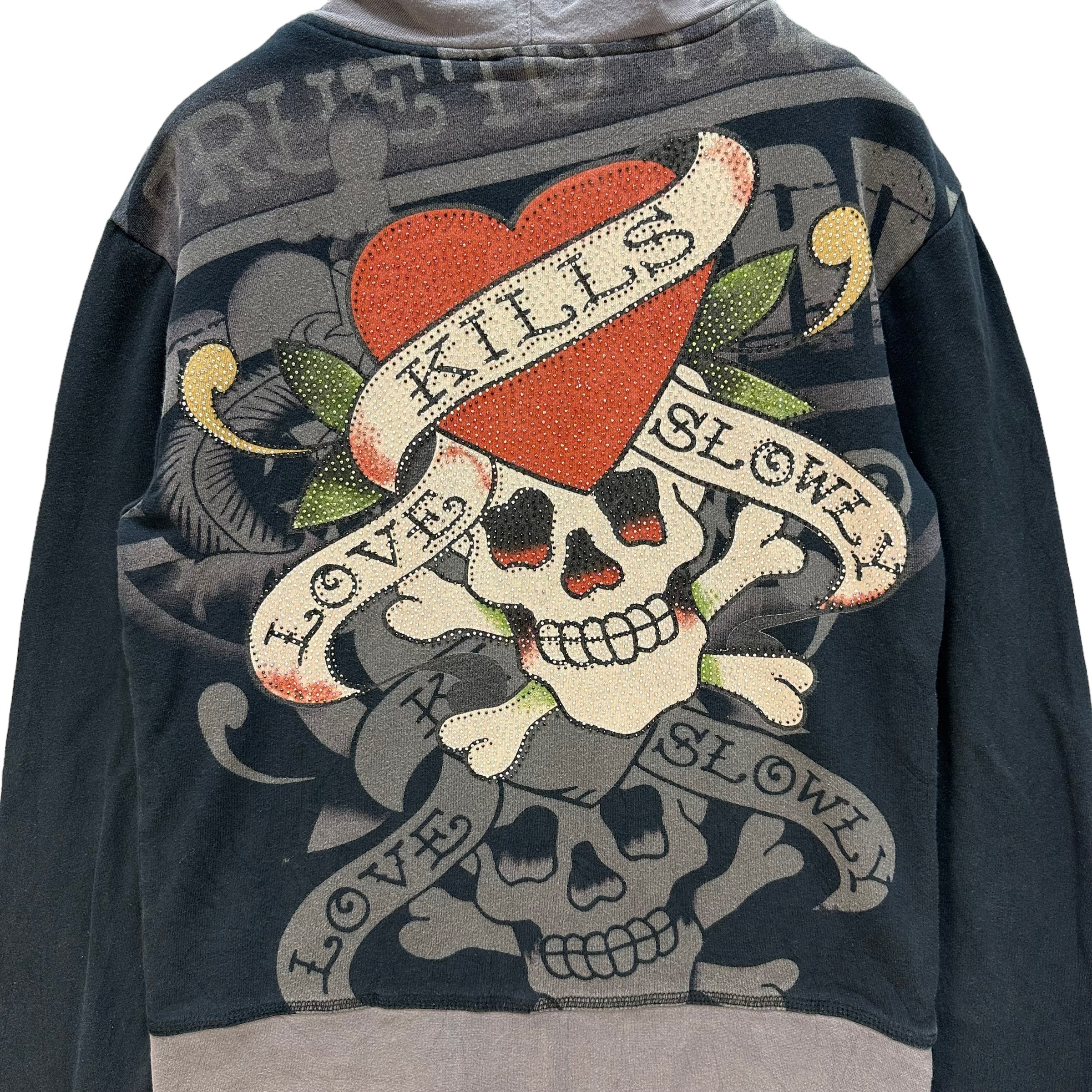 Vintage Ed Hardy by Christian Audigier Fullprint Zipper Hoodies