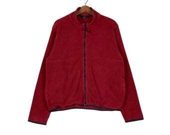 Vintage 90’s L.L. BEAN Zipper Fleece Jacket Women’s Size M Red Fleece Jacket Outdoor Life Casual Outfits #1358-C61