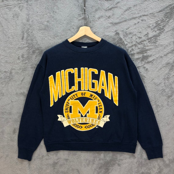 Vintage University of Michigan Wolverines Big Logo Sweatshirts Vintage Signal Made in USA Sweatshirts Navy Blue Sweater 6034 218 Etsy UK
