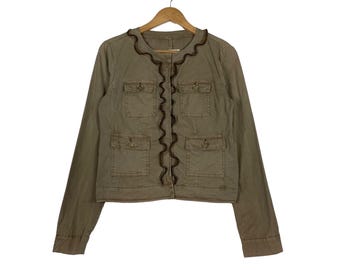 MICHAEL KORS Japan Four Pocket Cotton Crop Jacket Women's Size 2 Japan Casual Outfits Luxury Fashion Designer #1157-C53
