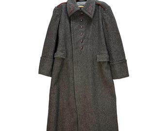 VERY RARE Vintage 1961 Hristo Botev Kalofer March 19 1961 Red Piping Bulgarian Soldier Heavy Overcoat Wool Army Military Long Coat #A29-0668