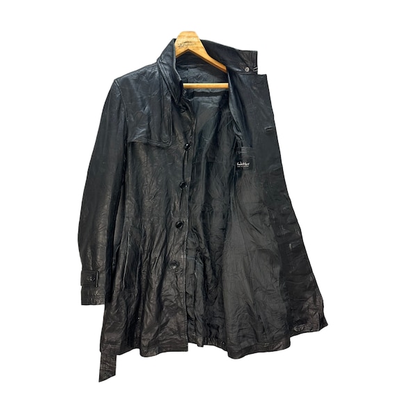 Vintage TORNADO MART Avant Garde Polyester Leather Overcoat Vintage TORNADO MART Avant Garde Polyester Leather Overcoat