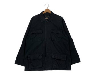 Vintage CABANE De ZUCCA Military Field Jacket Black Multi Pocket