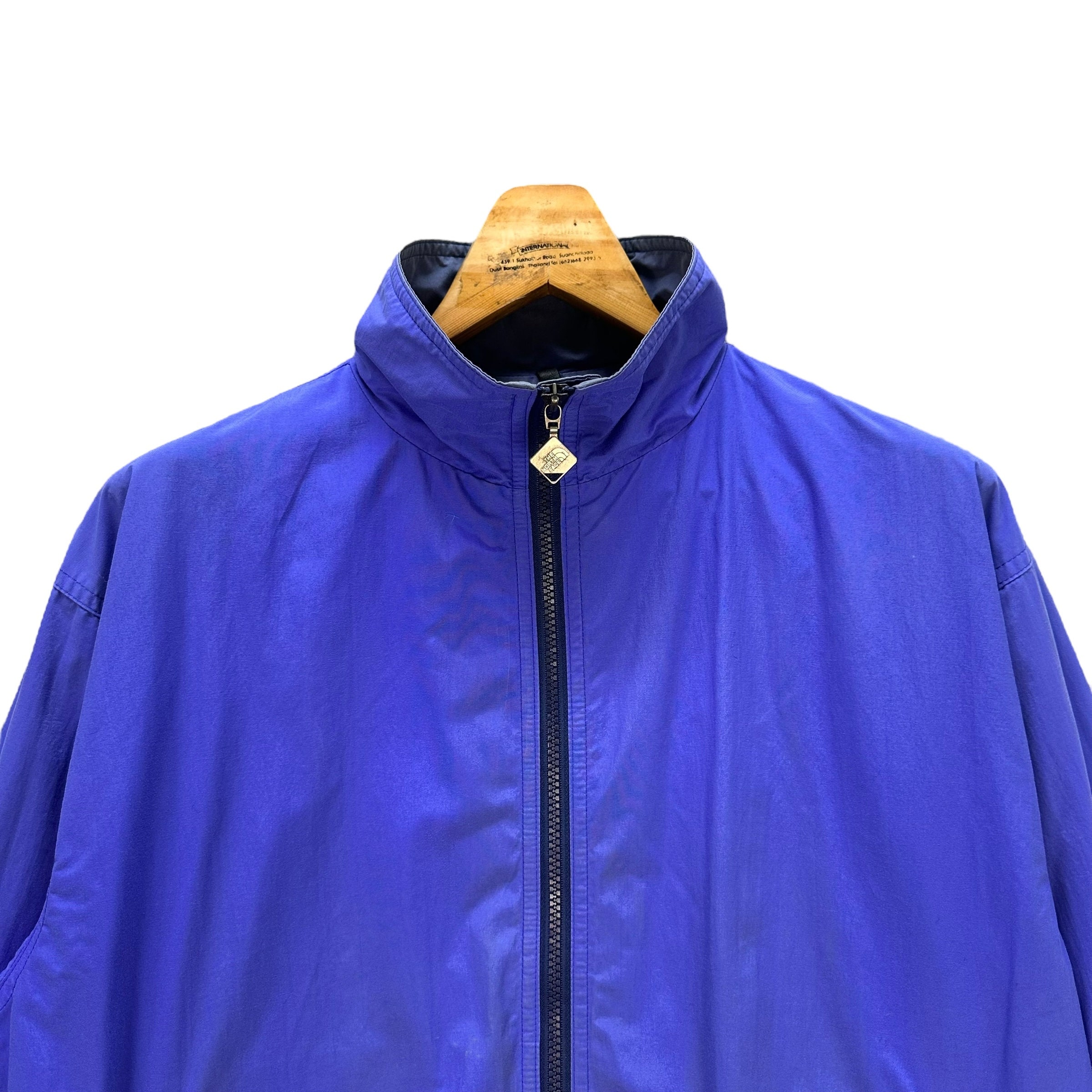 ★1993studio★ Windbreaker Balaclava Blue 93222WET1003 Vintage Oleg Cassini Purplish Blue Zip up Windbreaker