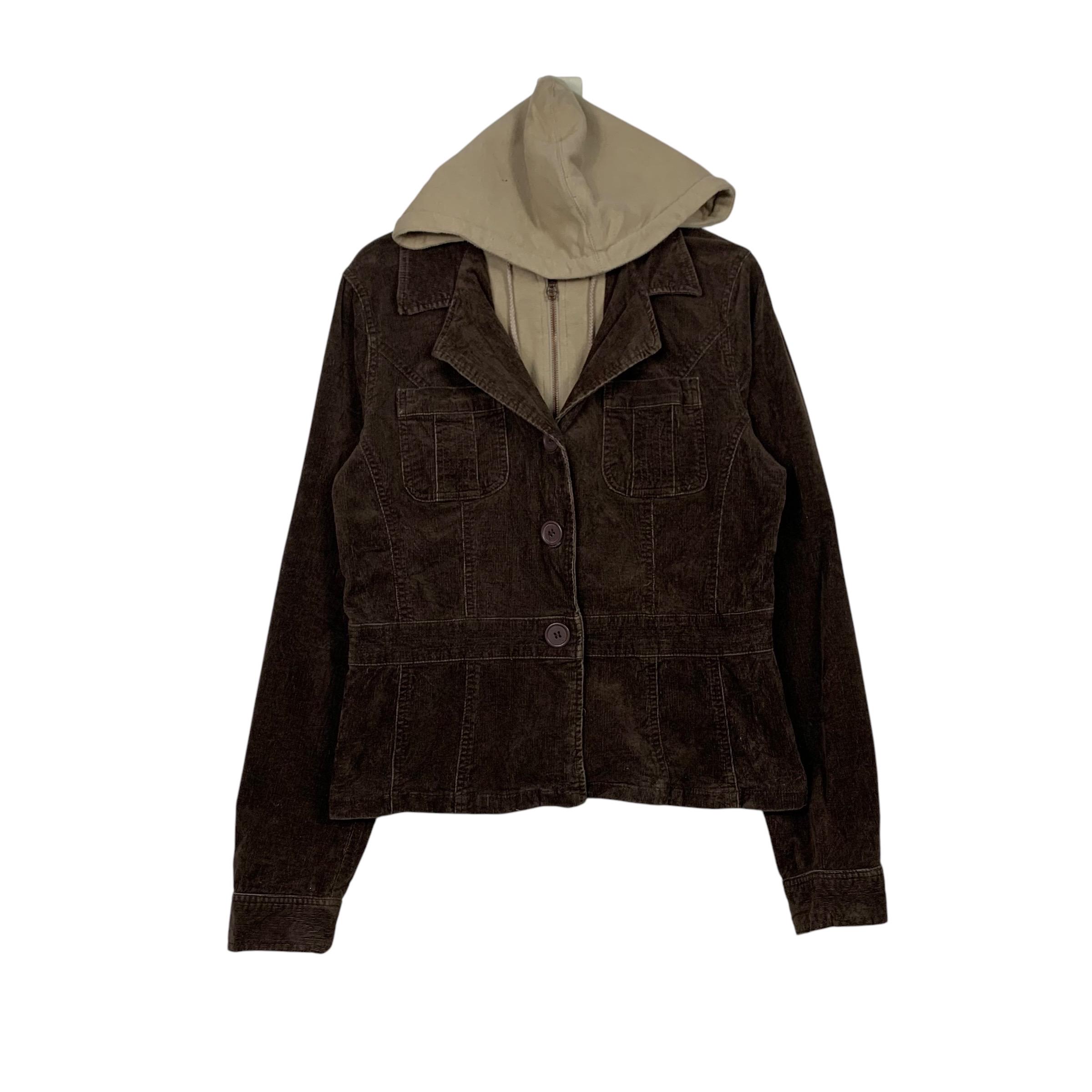 Vintage NORI Double Layer Hoodie Corduroy Jacket Women's Size XL