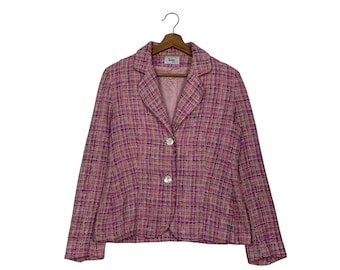 Vintage HERMILLE BOUTIQUE Pinke Tweedjacke Größe 42 Made in Italy #2747-C124