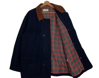 Vintage 90's Classic Wool Coat Tartan Lined City Casual Jacket Size M #2776-C125