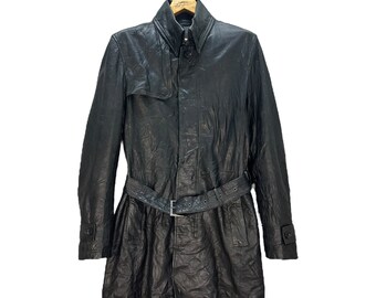 Vintage TORNADO MART Avant Garde Polyester Leather Overcoat Vintage TORNADO MART Avant Garde Polyester Leather Overcoat