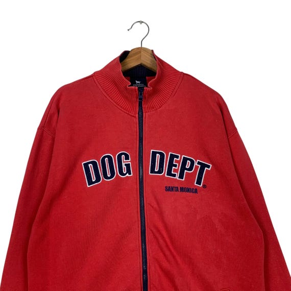 Santa Monica - 犬柄　ヴィンテージ　ジャケット Vintage 90's DOG DEPT Santa Monica Big Logo Red Sweater Jacket