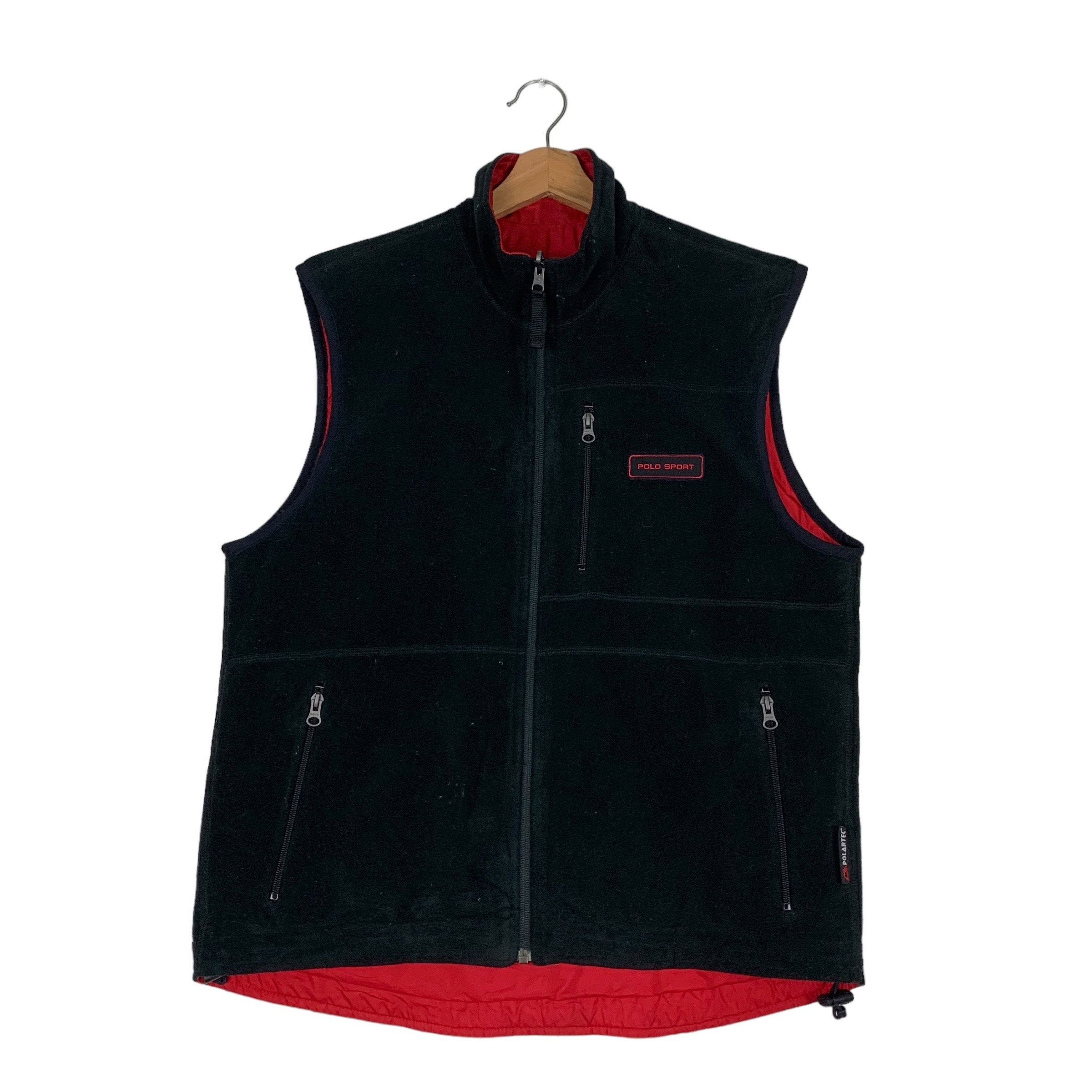 Vintage POLO SPORT Ralph Lauren Reversible Vest Size M Red Black