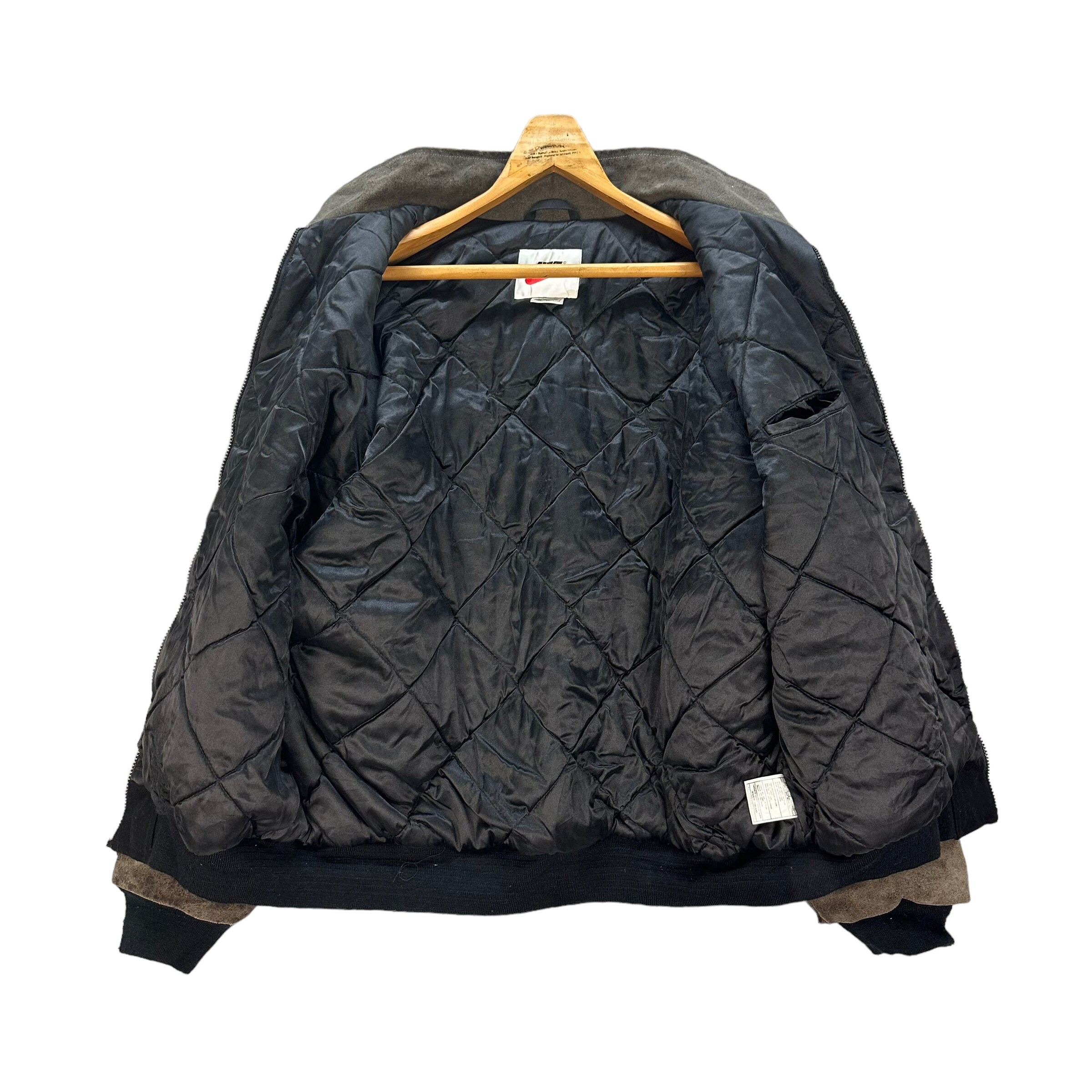 Vintage 90's NIKE Back Big Logo Wool Leather Varsity Bomber