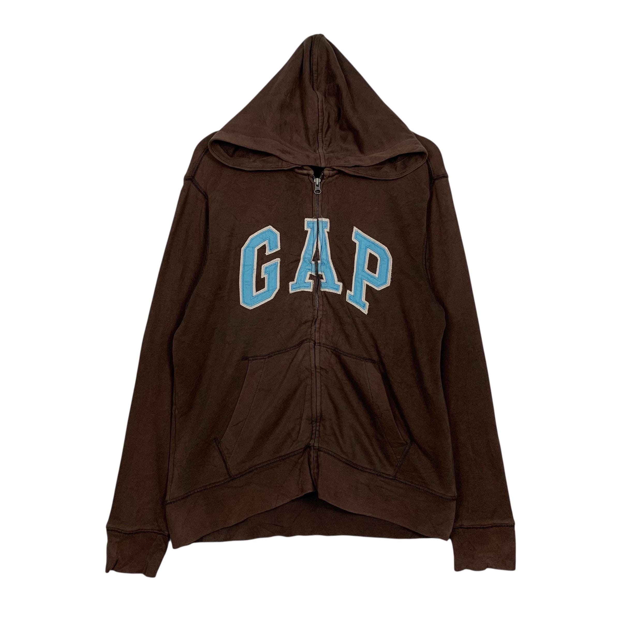 Y2k Vintage GAP Embroidered Spellout Big Logo Zipper Hooded