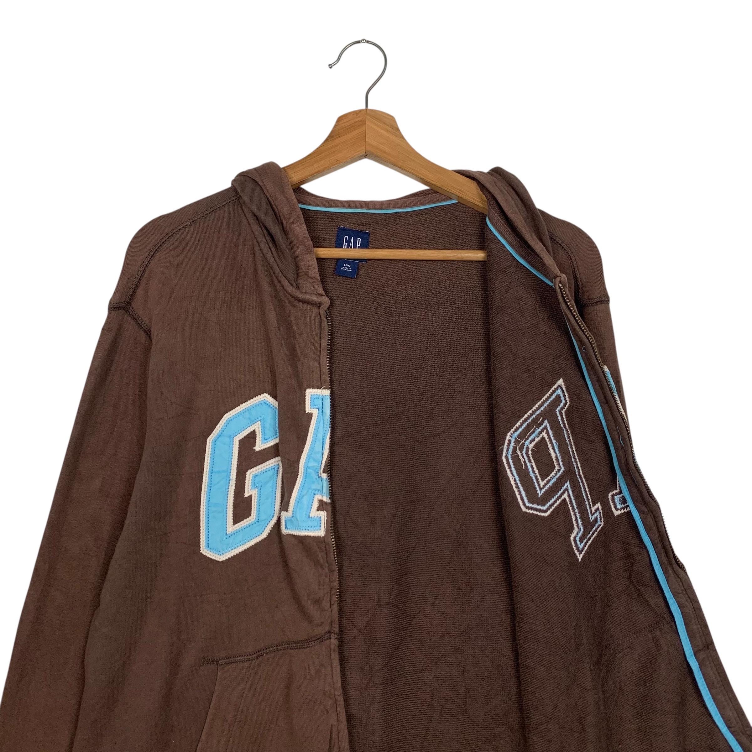 Y2k Vintage GAP Embroidered Spellout Big Logo Zipper Hooded