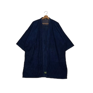 Vintage indigo sashiko thick weave kimono sashiko stitching hanten jacket Japanese Classic Traditional Indigo Kimono Size 4 #2241-C99