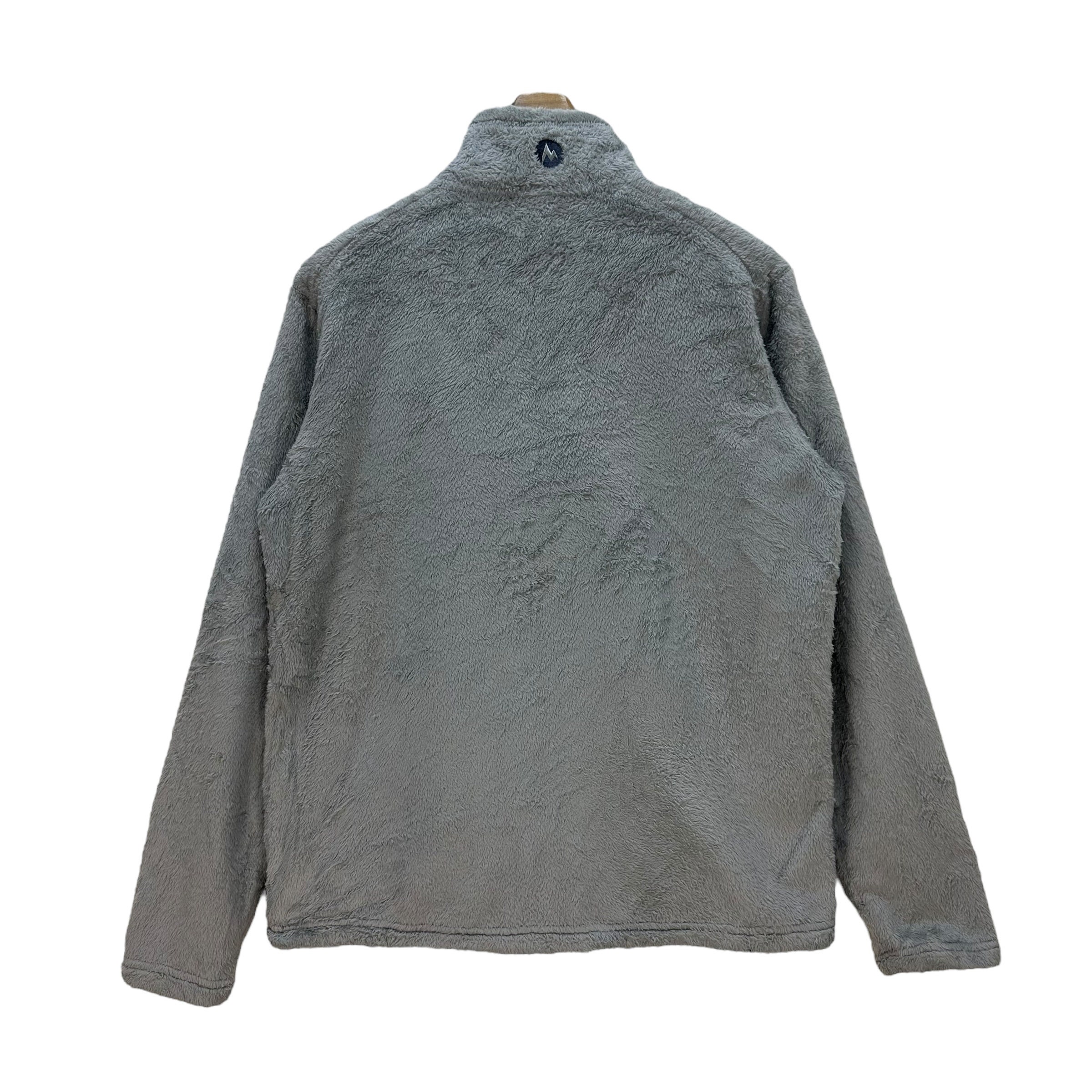 Vintage MARMOT Zipper Silver Fleece Jacket Size L Turtle Neck