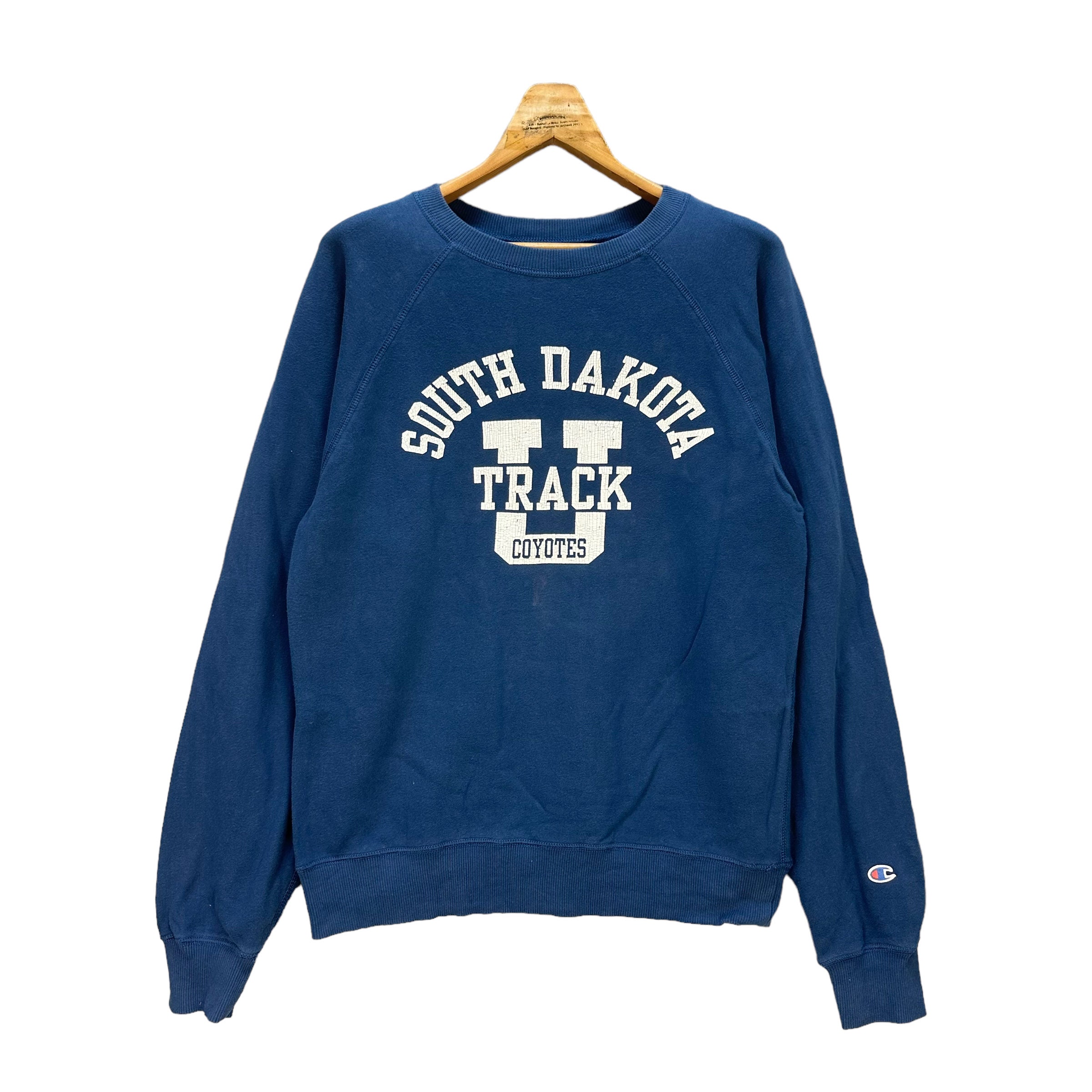 Vintage CHAMPION South Dakota Track Coyotes Big Logo Blue