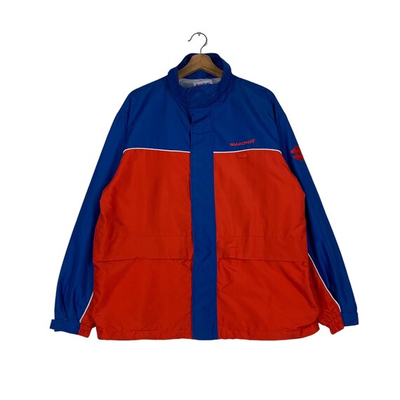 SUZUKIナイロンジャケット Vintage SUZUKI WAGON R Big Logo Red Blue Coloblock Jacket Men's