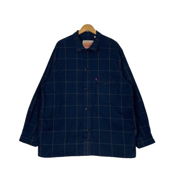 Vintage LEVIS Blau Karierte Hemd Jacke Männer Größe XL Karierte