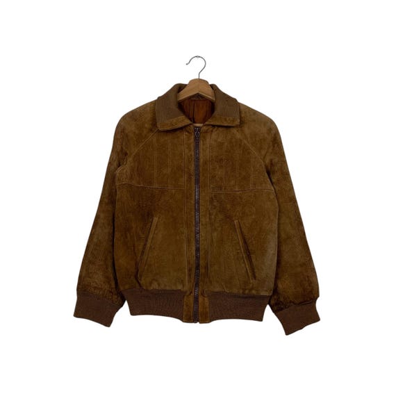 Vintage 80's Suede Leather Jacket Riri Zip Size 36 Very Rare #2409