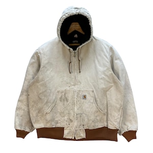Vintage jaren 90 INSANE Trashed vervaagd bruin Carhartt Quick Duck XXL herenjas Carhartt Distressed hooded jacket #A31-0699