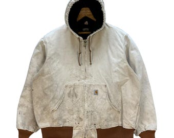 Vintage 90s INSANE Trashed Faded Brown Carhartt Quick Duck Mens XXL Jacket Carhartt Distressed Hooded Jacket #A31-0699