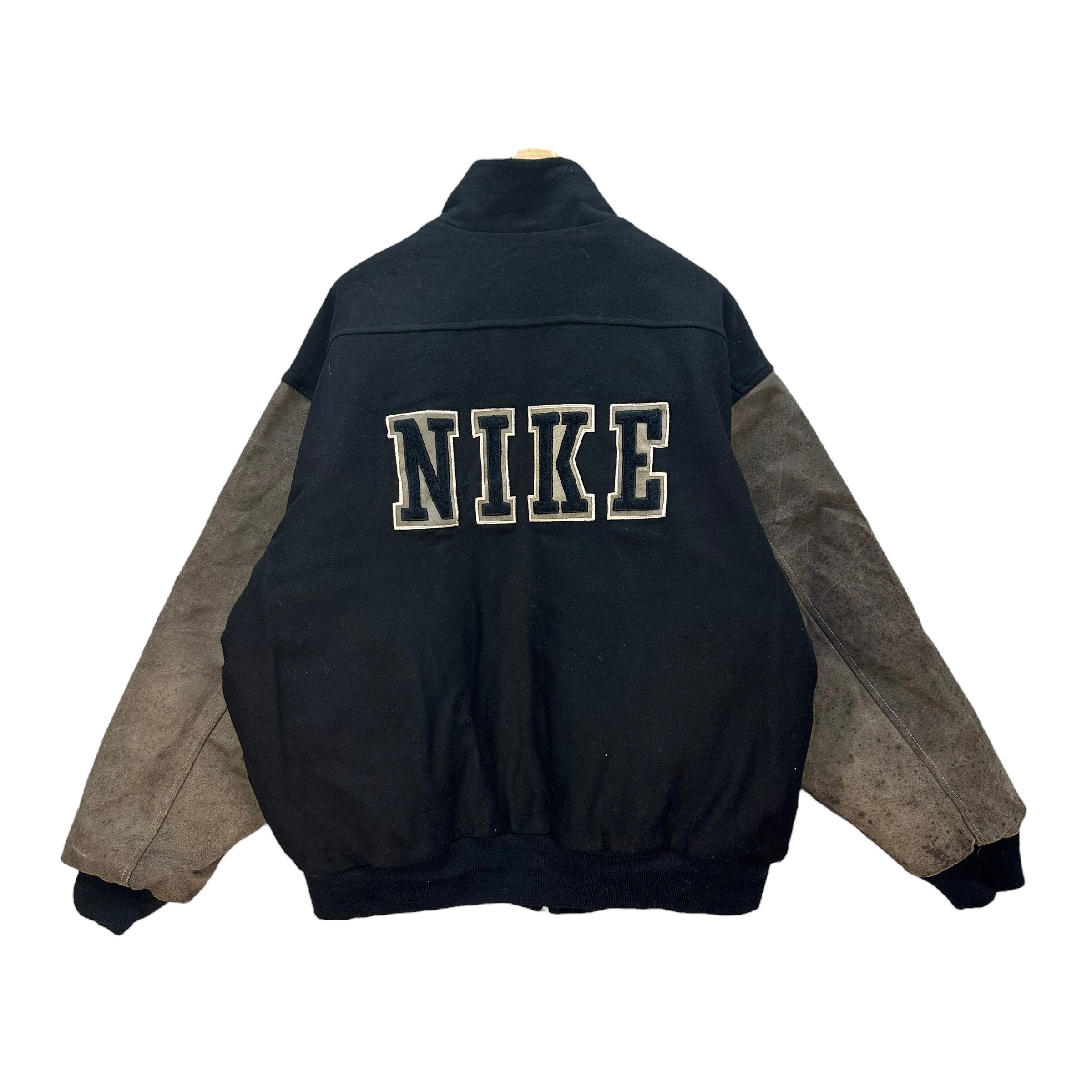 Vintage 90's NIKE Back Big Logo Wool Leather Varsity Bomber Vintage 90's NIKE Back Big Logo Wool Leather Varsity Bomber