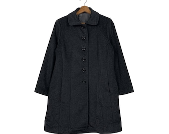 60s ELGEE London Vintage Tweed Coat 英国製 Vintage 60s Elgee of London Wool Long Button Jacket Size XS/S