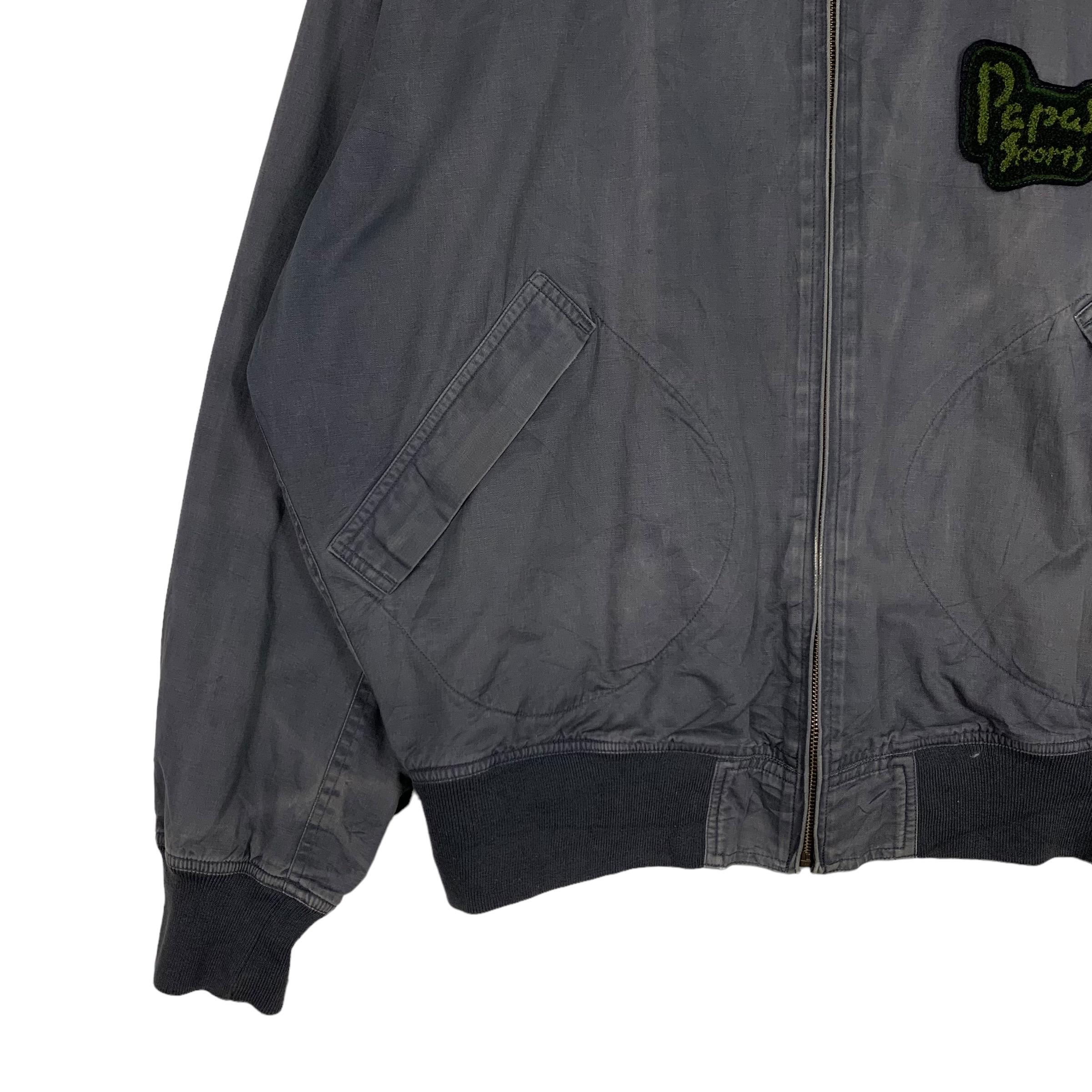 Vintage PAPAS SPORTS Gray Bomber Jacket Men's Size L Japanese