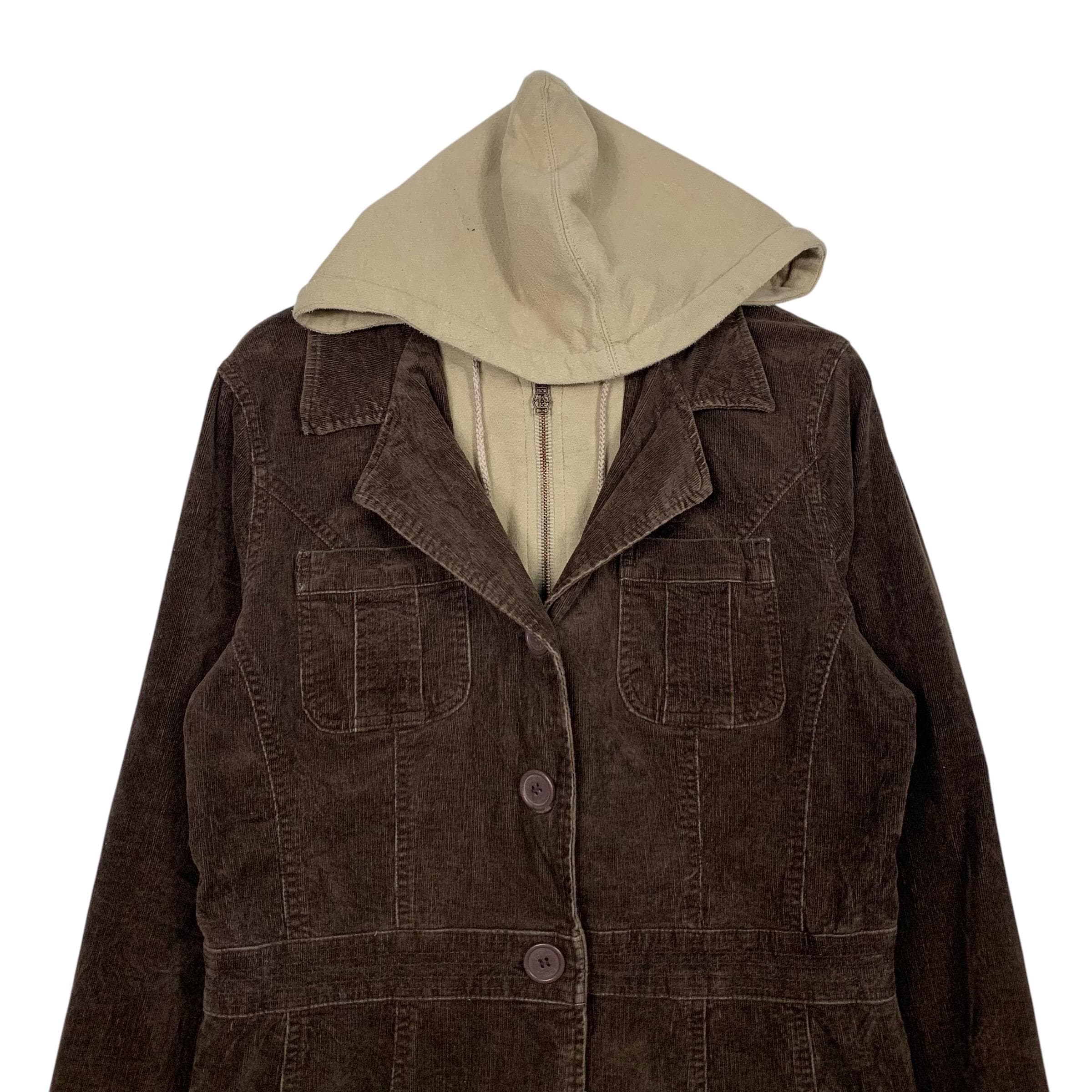 Vintage NORI Double Layer Hoodie Corduroy Jacket Women's Size XL