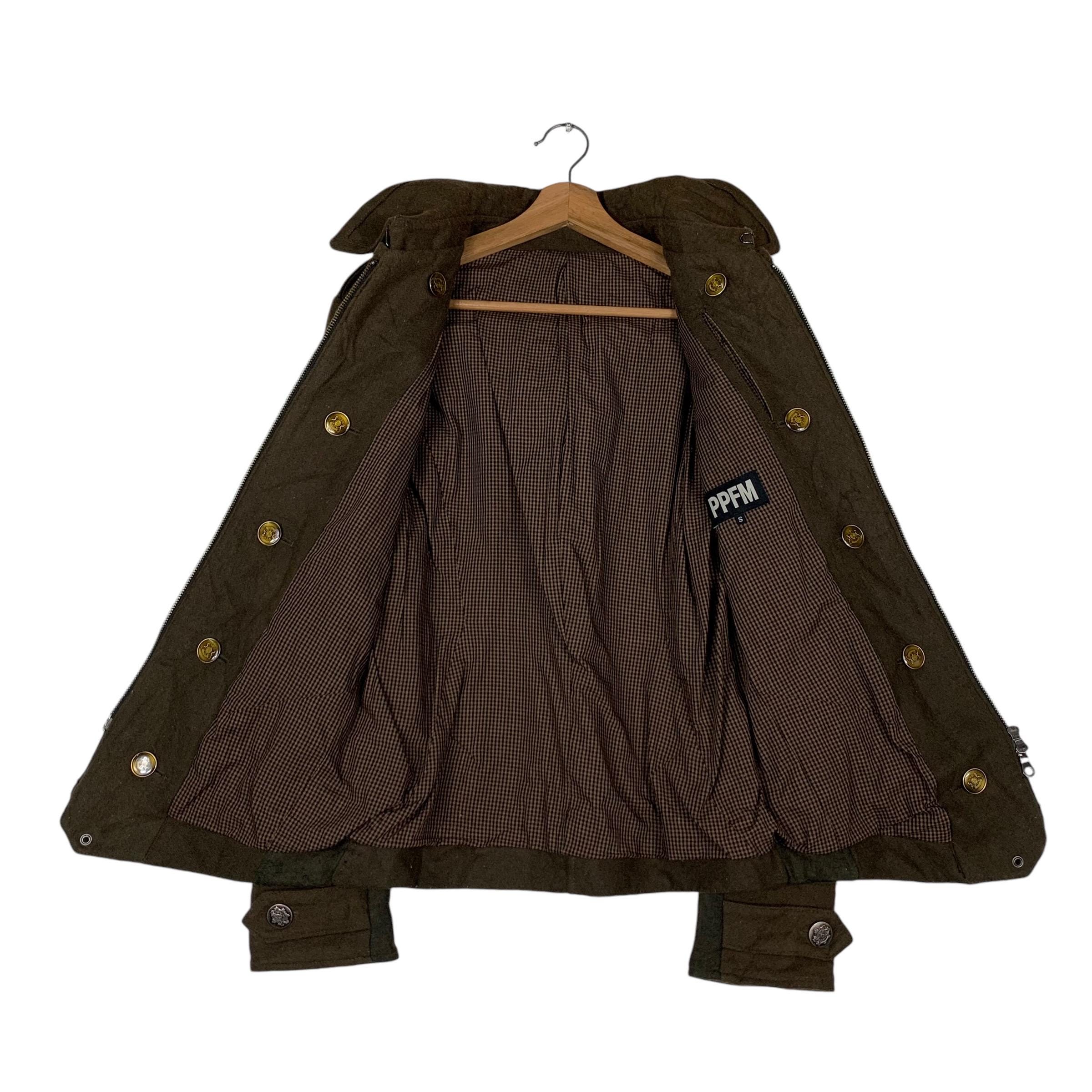 Vintage PPFM Double Breasted Wool Zipper Hooded Jacket in Brown