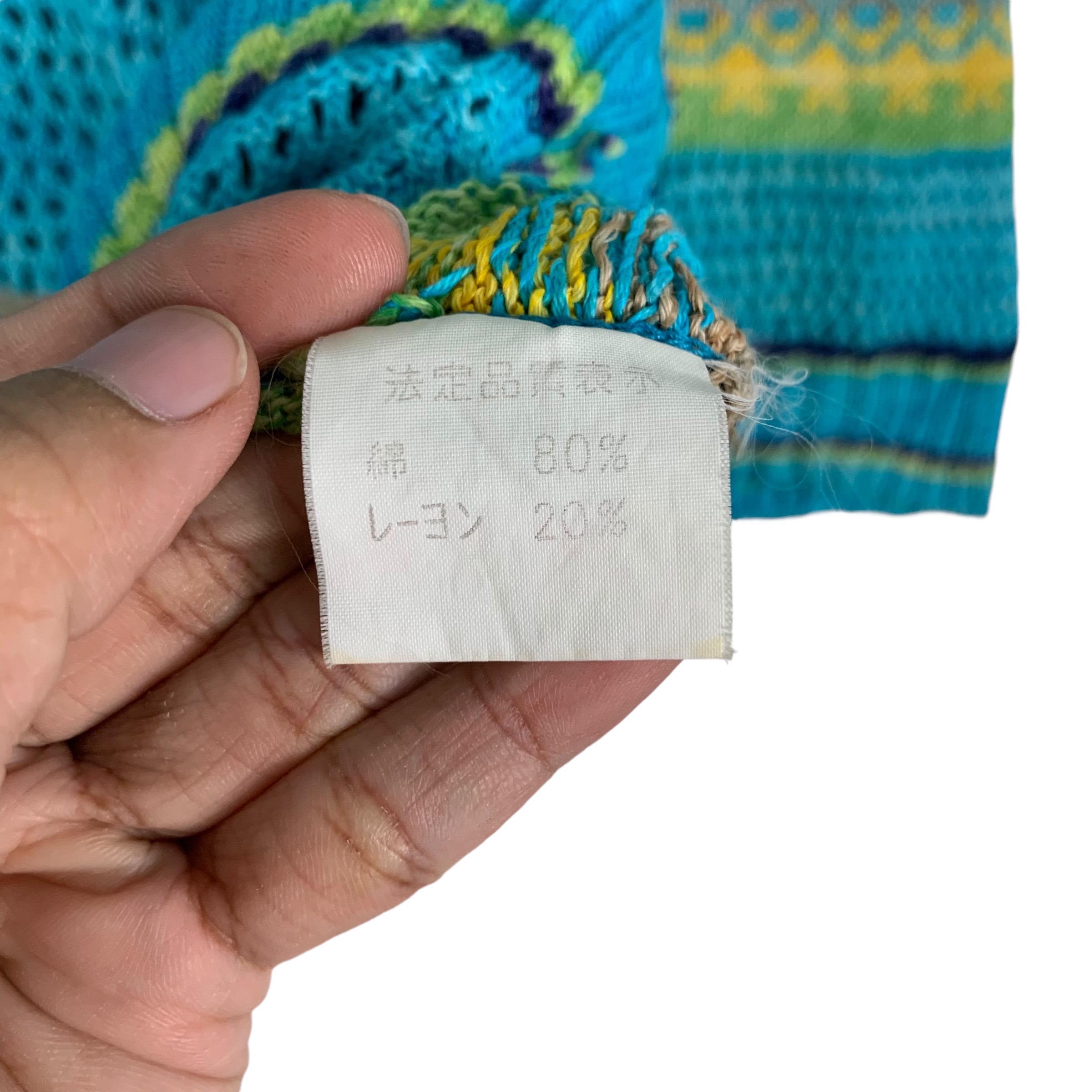 ヴィンテージ MORIOKA SACHIKO 7分袖 メッシュニット ハンドメイド