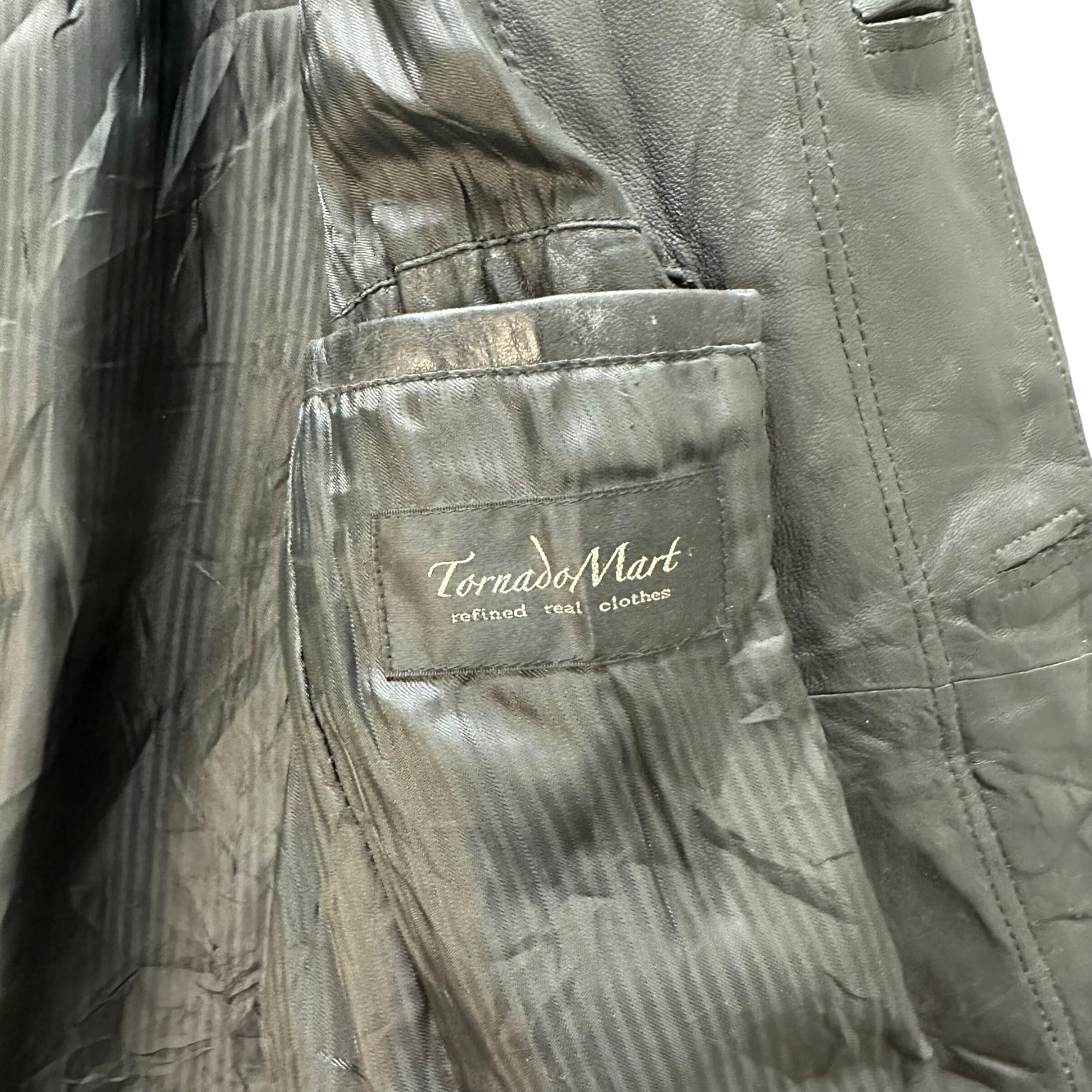 Vintage TORNADO MART Avant Garde Polyester Leather Overcoat Vintage TORNADO MART Avant Garde Polyester Leather Overcoat