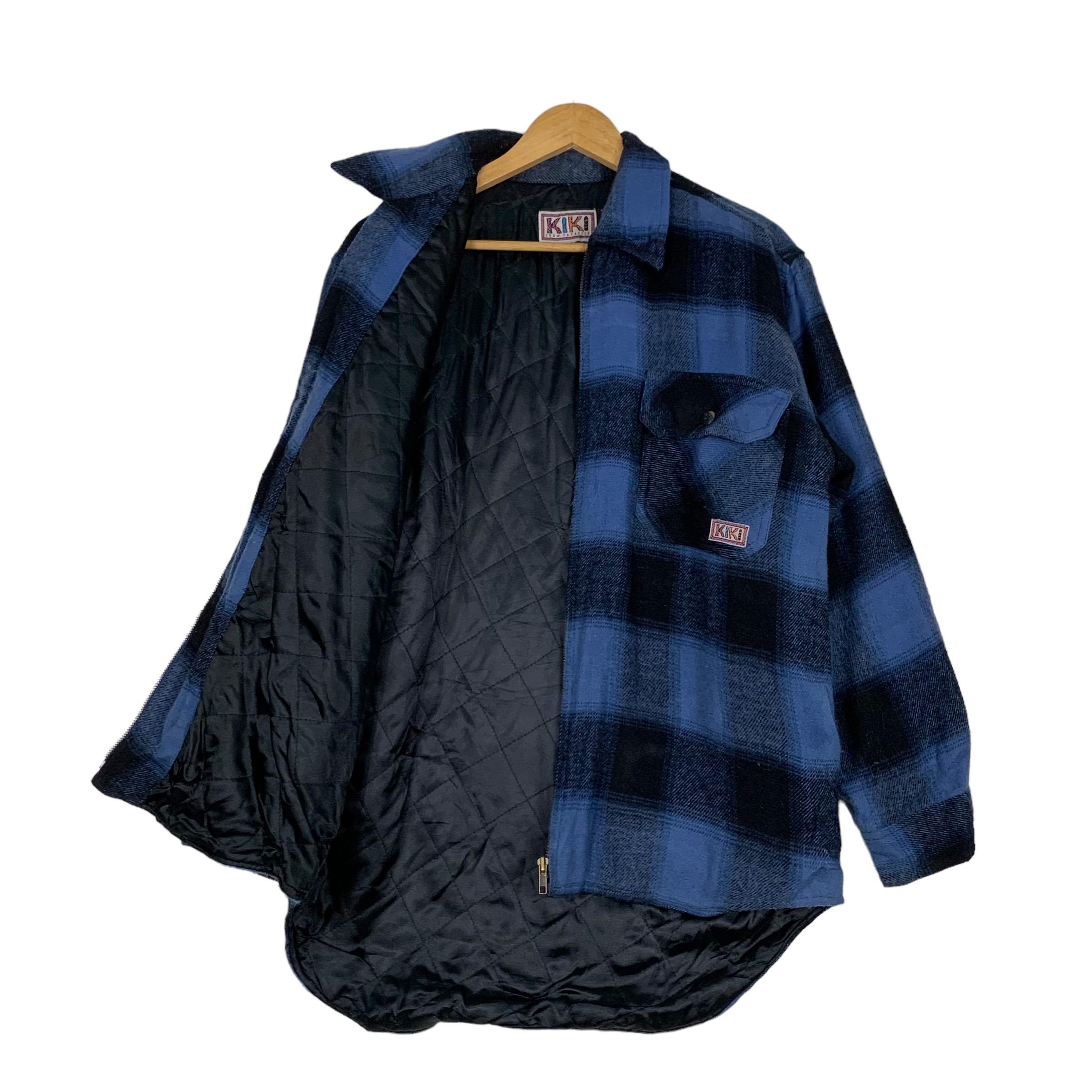 Vintage KIKI Snow Paradise Blue Tartan Zipper Flannel Jacket