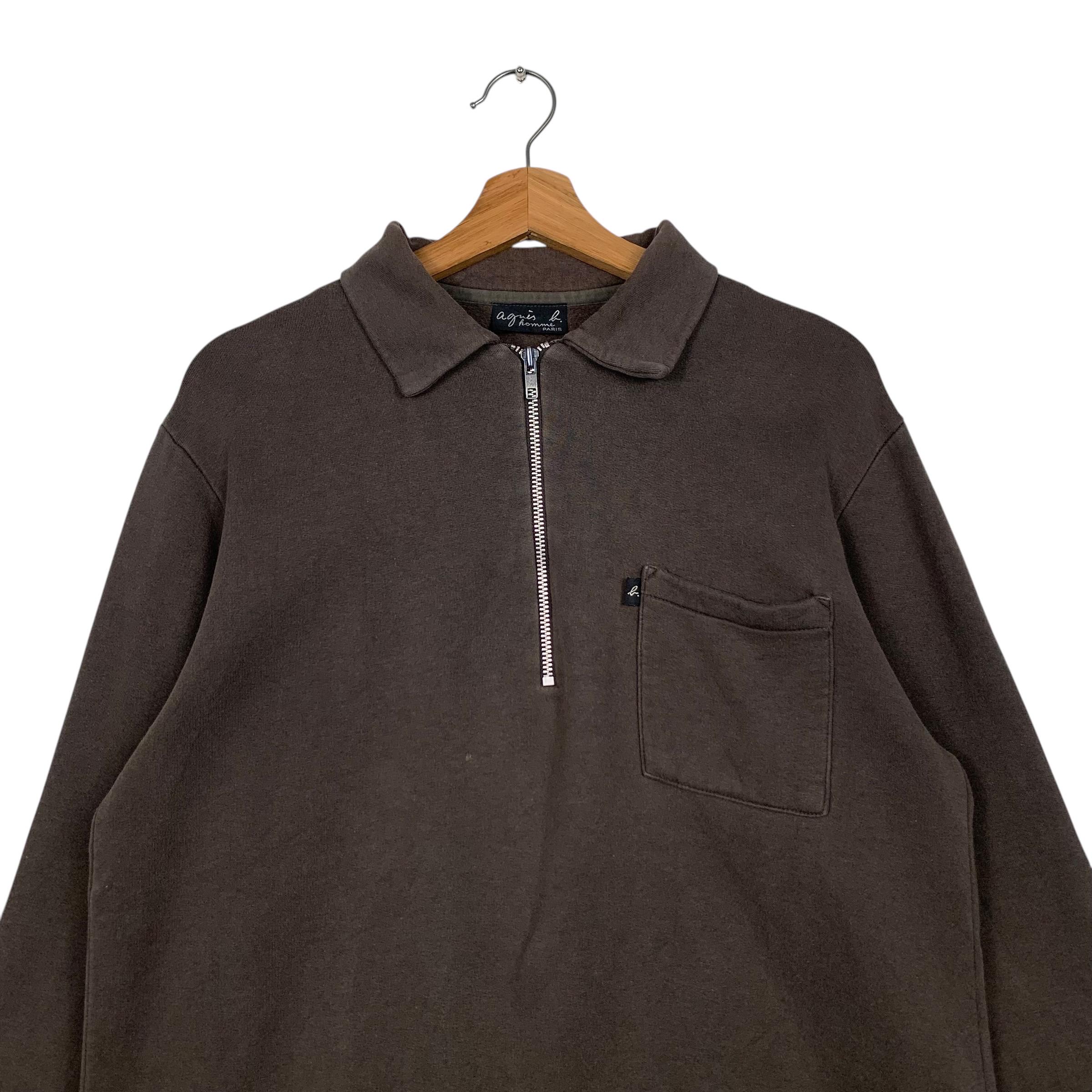 Vintage AGNES B Homme Paris Made in Japan Half Zip Collared Single