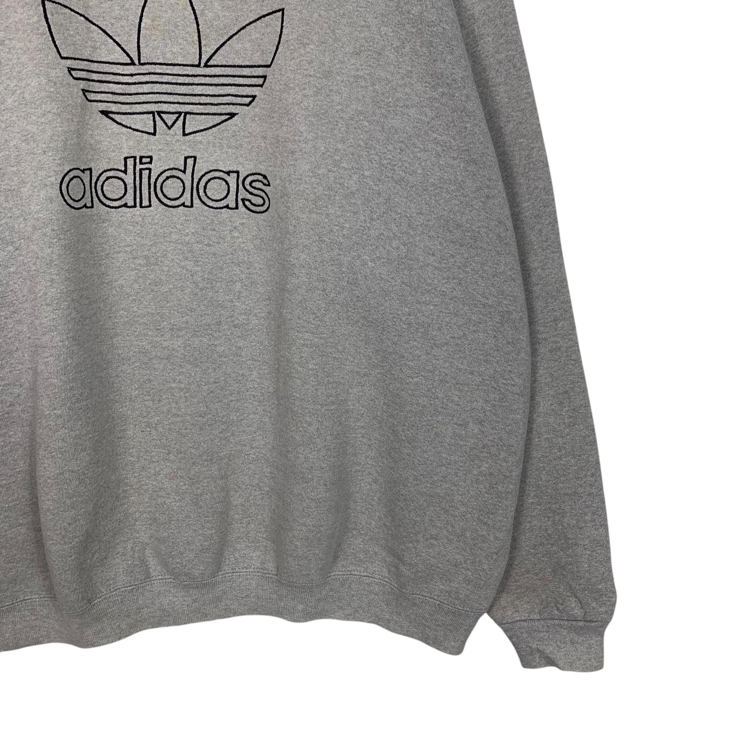 ヴィンテージ ADIDAS トレフォイル刺繍 ビッグロゴ クルーネック 