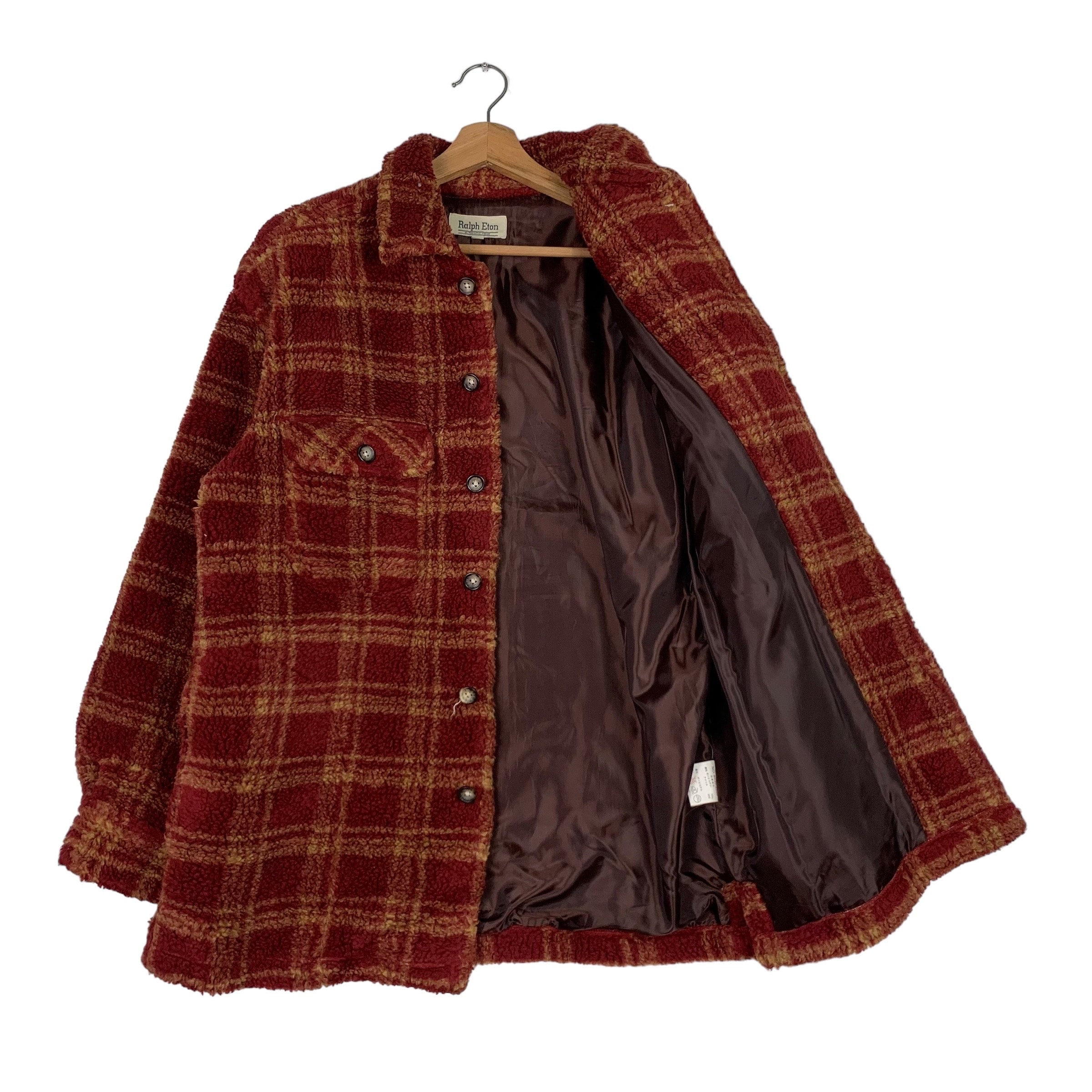 Vintage RALPH ETON Checked Tartan Fleece Flannel Jacket Size