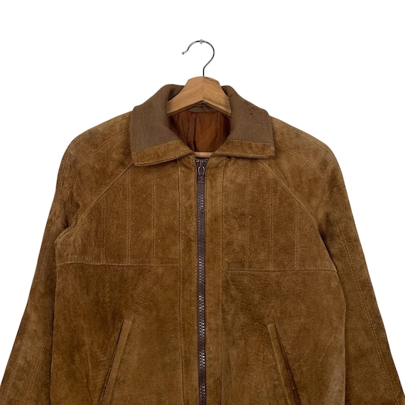 Vintage 80's Suede Leather Jacket Riri Zip Size 36 Very Rare #2409