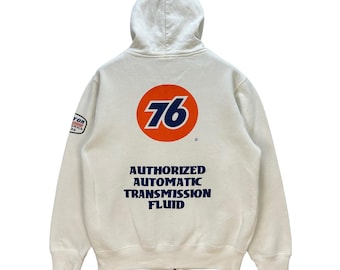 Sudadera con capucha y cremallera con logo grande de 76 LUBRICANTS, talla M, n.° A4-0097