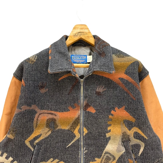 Vintage PENDLETON Woolen Miles Made in USA Wool Leather Horse