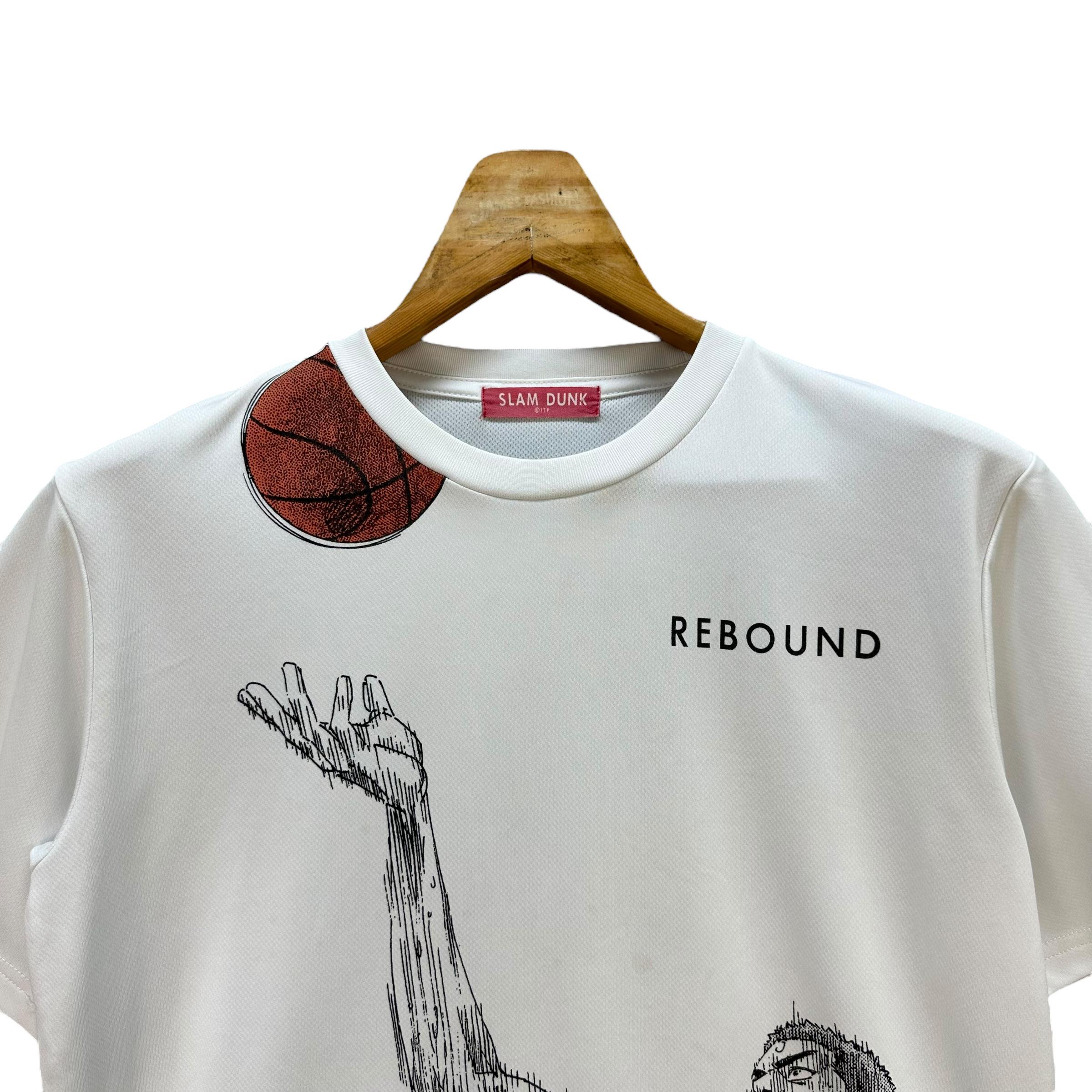 Vintage SLAM DUNK Rebound Graphic Printed White Polyester