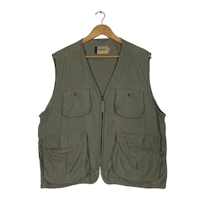 Vintage Japanese Brand PISAALTO Utility Outdoor Multipocket Zipper Vest Size LL Cotton Vest Fishing Vest Casual Vest #0970-C43