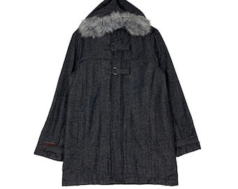 LOUIS CHAVLON Fur Hoodie Denim Jacket Men's Size L Japanese Brand Casual Outfits Avant Garde Fashion #1393-C63